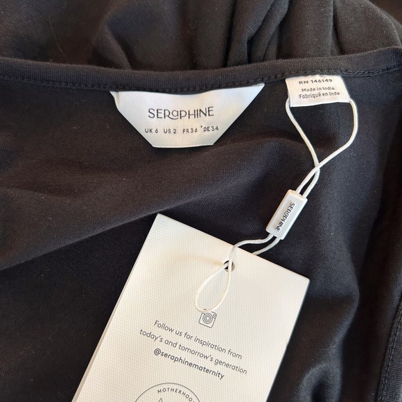 Seraphine NWT Ann Marie Knee Length Bodycon Dress Size 2 Black Maternity Nursing - Picture 9 of 10